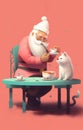 drink man claus hot christmas male holiday home merry mug cute santa. Generative AI.