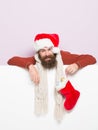 Christmas man with decorative stocking Royalty Free Stock Photo