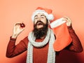 Christmas man with decorative stocking Royalty Free Stock Photo