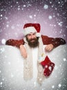 Christmas man with decorative stocking Royalty Free Stock Photo