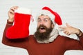 Christmas man with decorative stocking Royalty Free Stock Photo