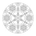 Christmas mandala. Pretty spirals and stars. Coloring page. Vector illustration.