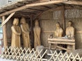 Christmas manger in front of the church in Debrecen city, Hungary