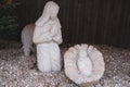 Christmas manger with livestock in the barn, sheep, cows, pigs rejoice at the newborn baby Jesus, the concept of the nativity of