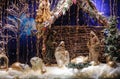 Christmas Manger scene with figures including Jesus, Mary, Joseph, Royalty Free Stock Photo