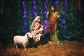 Christmas Manger scene with figures including Jesus Royalty Free Stock Photo