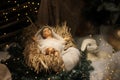 Christmas Manger scene with figures including Jesus Royalty Free Stock Photo