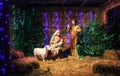 Christmas Manger scene with figures including Jesus Royalty Free Stock Photo