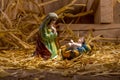 Christmas Manger scene with figurines Royalty Free Stock Photo