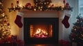 mantlepiece with christmas socks. ai generated Royalty Free Stock Photo