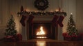mantlepiece with christmas socks. ai generated Royalty Free Stock Photo