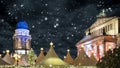 Christmas market at Berlin Gendarmenmarkt by night with snow Royalty Free Stock Photo