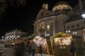 Christmas market booth with kurhaus in Merano south tyrol italy