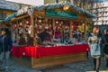 Christmas market in the center of Aosta city, Italy