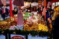 Christmas market confectionery stall.