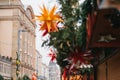 The famous Dresden Christmas market in Germany. Celebrating Christmas in Europe. Selective focus on the building. Royalty Free Stock Photo