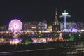 Christmas market in Edinburgh and Walter Scott Monument at night Royalty Free Stock Photo