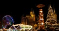 Christmas market in Erfurt with view over christmas tree and pyramide to cathedral