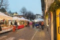 Christmas market in the evening. Gavirate town, italy Royalty Free Stock Photo