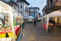 Christmas market in the evening. Gavirate town, italy