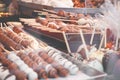 Christmas market fancy delicious food selection. So many candies Royalty Free Stock Photo