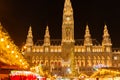 The Christmas market in front of the Rathaus City hall of Vienna, Austria Royalty Free Stock Photo