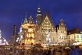 Christmas market in the Old Market Square in front of City Hall in Wroclaw, Poland