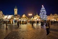 Christmas market at Old Town Square of Prague, Czech Republic Royalty Free Stock Photo