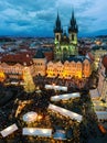 Christmas market on the Old Town Square in Prague, Czechia Royalty Free Stock Photo