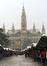 Christmas Market at Rathaus Vienna City Hall Royalty Free Stock Photo