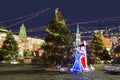 Christmas market on red square in Moscow at night, Royalty Free Stock Photo