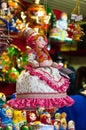 Christmas Market in Red Square, Moscow. Sale of toys, famous and popular fairy-tale characters, figurines. Matryoshka Royalty Free Stock Photo