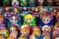 Christmas Market in Red Square, Moscow. Sale of toys, famous and popular fairy-tale characters, figurines. Royalty Free Stock Photo