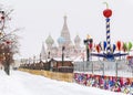 Christmas market on the Red Square in Moscow snowy weather Royalty Free Stock Photo