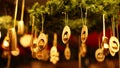 Christmas Market at Southbank Centre Winter Market with wooden Christmas ornaments in London, United Kingdom. Royalty Free Stock Photo