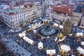 Christmas Market stands in the Old Town Square in Prague, Czech Republic Royalty Free Stock Photo