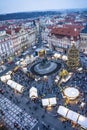 Christmas Market stands in the Old Town Square in Prague, Czech Republic Royalty Free Stock Photo