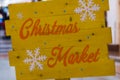 Yellow Christmas Market orange text banner