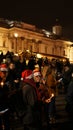 Christmas Market at Trafalgar Square with Christmas Tree in London, United Kingdom. Royalty Free Stock Photo