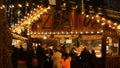 Christmas Market at Trafalgar Square with Christmas Tree in London, United Kingdom. Royalty Free Stock Photo