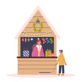 Christmas market vector illustration. Festive food and holiday Royalty Free Stock Photo