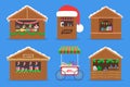 Christmas market vector illustration. Festive food and holiday decoration. Royalty Free Stock Photo