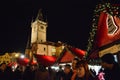 Christmas markets in Prague under the tower of Old Town Hall Royalty Free Stock Photo