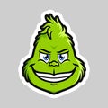 Grinch Emoticon beaming face cartoon Royalty Free Stock Photo
