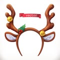 Christmas mask with reindeer antlers. 3d vector icon