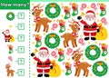 Christmas math counting game How many with Santa