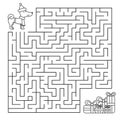 Christmas maze for children, funny dog looking for gifts. Royalty Free Stock Photo