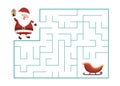 Christmas Maze Game. Santa Claus Way to the Gifts. Game for kids. Vector