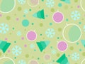 Christmas memphis seamless pattern with snowflakes and christmas decorations and geometric shapes in 80s style. Festive background Royalty Free Stock Photo