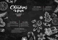 Christmas menu. Chalkboard restaurant and cafe template